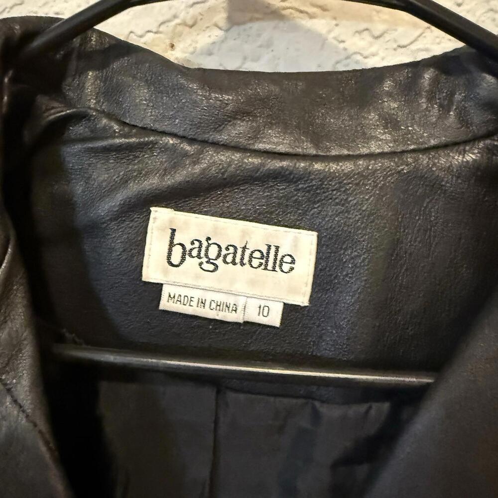 Vintage 70s/80s Bagatelle Genuine Leather Designer Trench Coat Size‎ Womens 10 - Picture 7 of 7